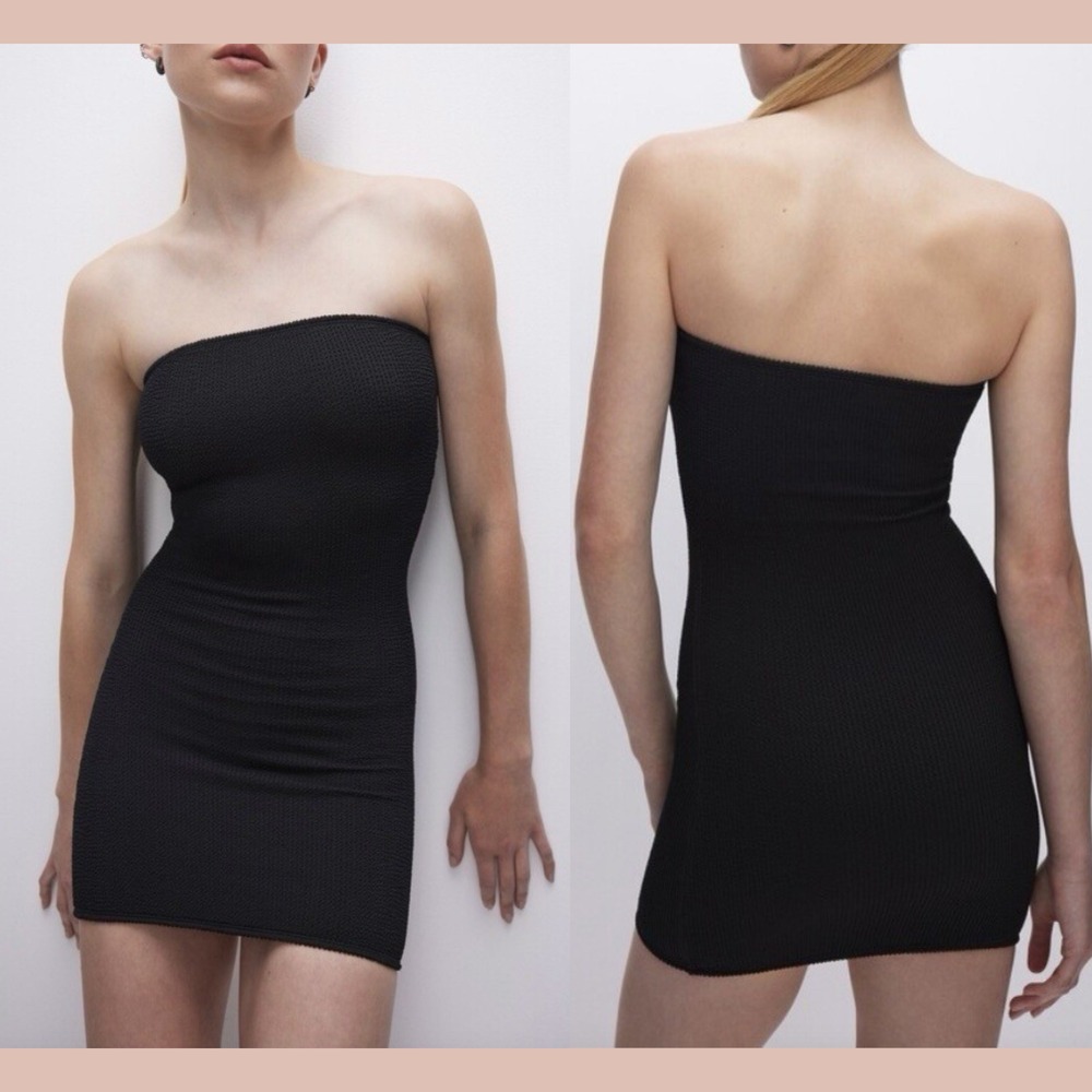 NEW GOOD AMERICAN [ Size 1/2 ] Always Fits Tube Mini Stretchy Dress‎ Black 6955
